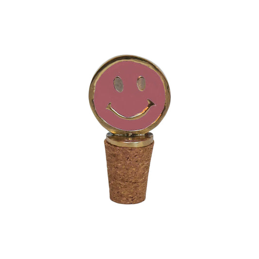 All The Luck In The World - Flessenstopper Messing Smiley Roze