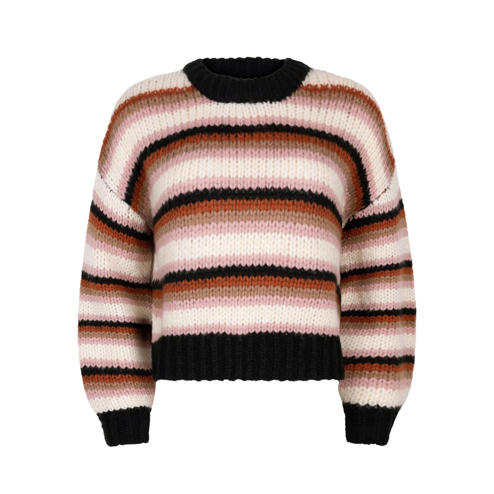 Ydence | Knitted Sweater Meggie | Black/Camel/Ecru